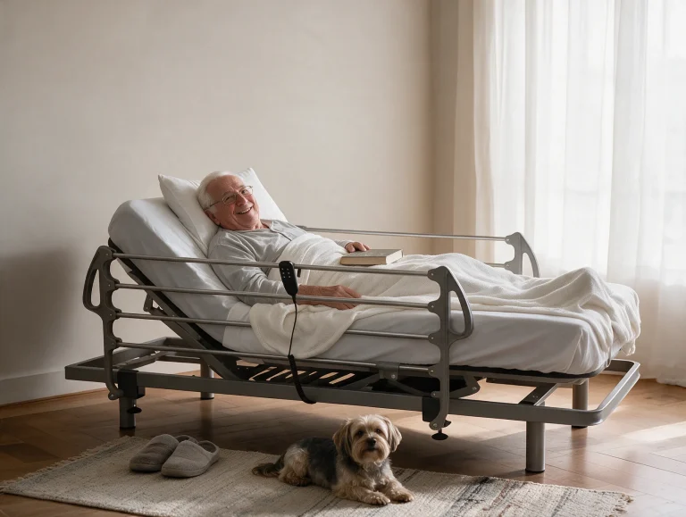 Persona tumbada en cama articulada Ergotop