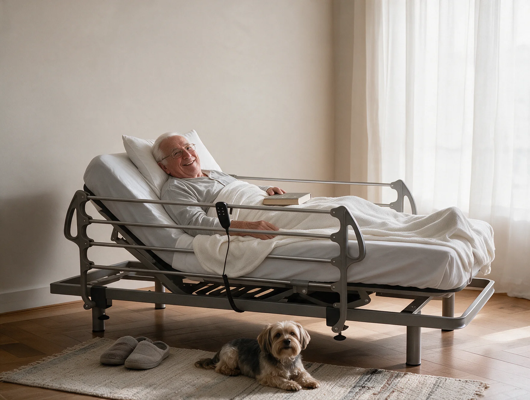 Persona tumbada en cama articulada Ergotop